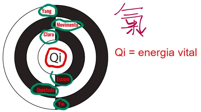 Imagem da divisão das energias yin e yang através do Qi